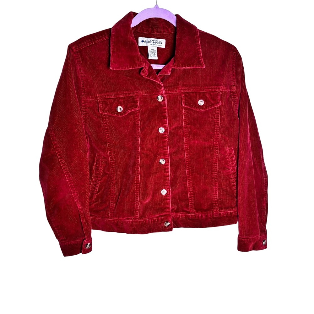 Appleseeds Petite Red Corduroy Button Front‎ Jacket Women's Size 10P